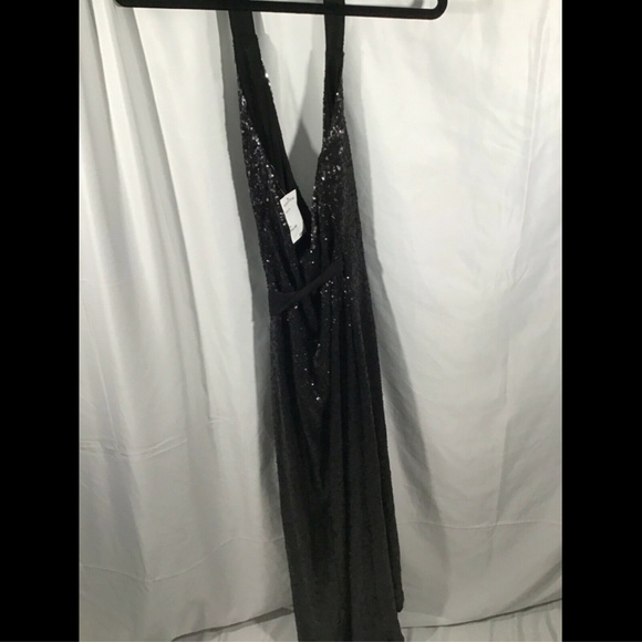 NWT $308 Dress the Population Giselle Sequin Wrap Gown Black [SZ‎ Medium ] - Picture 7 of 8